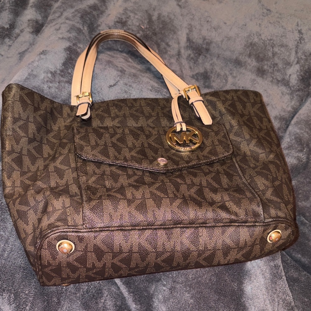 Michael Kors Dark Brown Monogram Tote - Picture 1 of 13